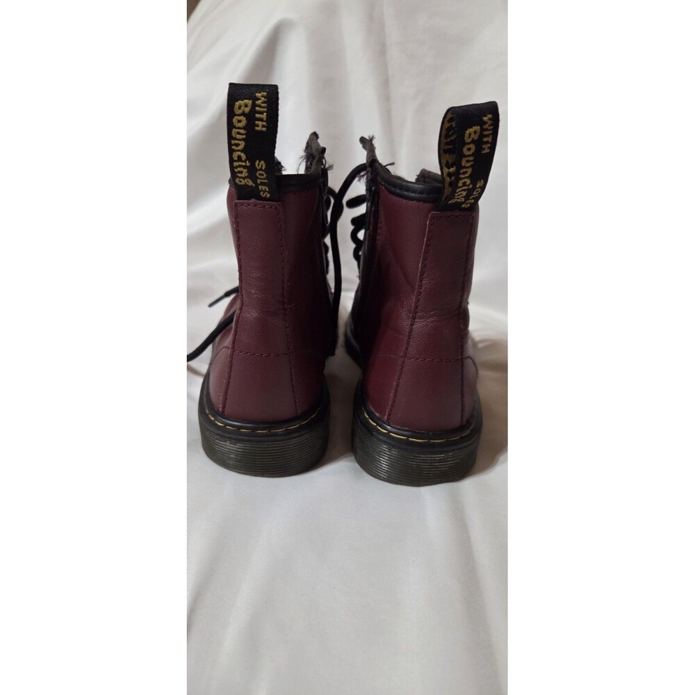 Dr. Martens Boots Big Kids Size 3 Real  Maroon Leather Shoes Air Wair - Picture 13 of 15